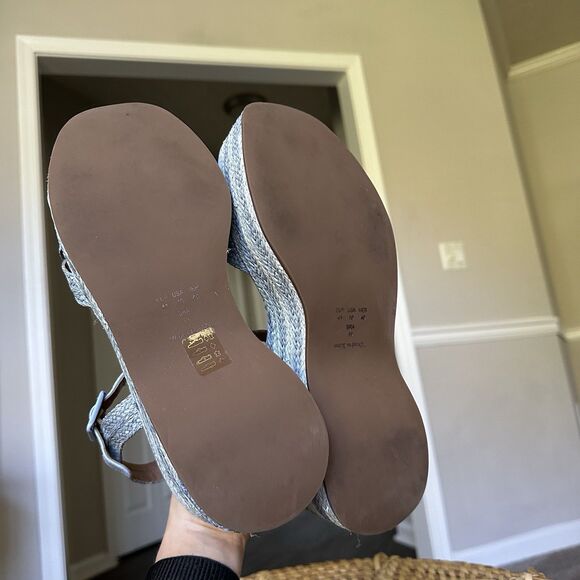 Anthropologie Vicenza Crochet Platform Heels Blue Chunky Platform US 10 EU 41 - Picture 10 of 12